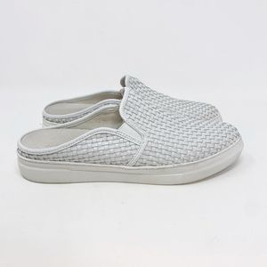 J Slides Womens White Leather Round Point Toe Slip On Shoes Size US 9.5 M